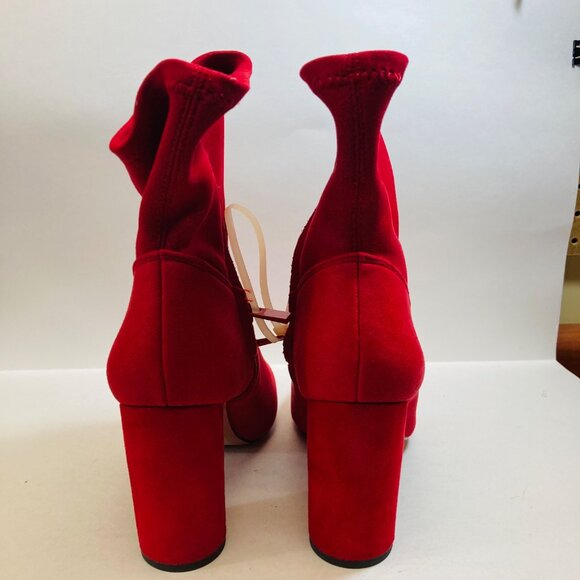 BCBGENERATION Boots 9 M Red Ally Pointed Toe Sculpted Heel Zip-Up Dress Booties - Picture 7 of 12